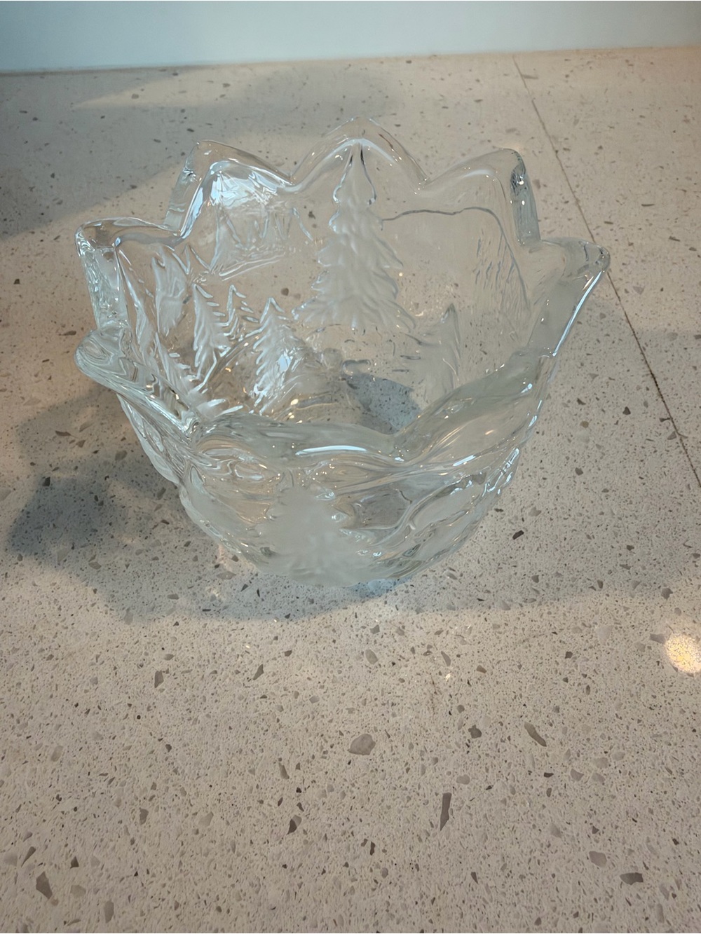 Mikasa Clear Decorative Glass Bowl - Elegant Frosted Pine Motif